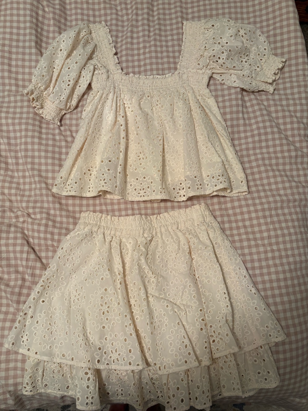 Rylee + Cru Cream Eyelet Skirt Set